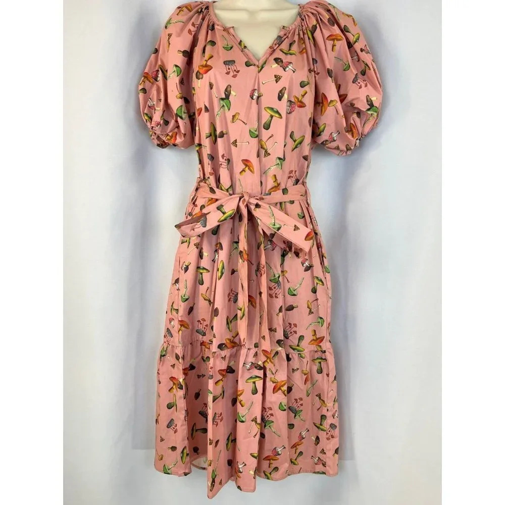 Nwt Never A Wallflower Pink Mushroom Midi Dress $354 — image 2 of 8
